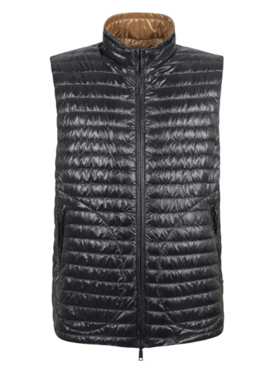 Herno Down-feather Quilted Reversible Gilet In Black