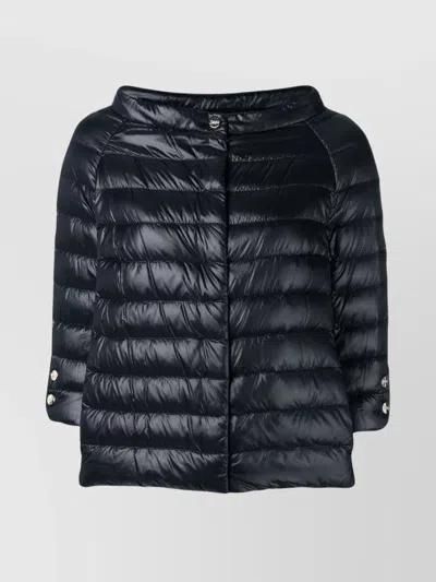 Herno Down Feather Winter Jacket With Quilted Sleeves In Black