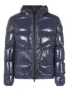Herno Blue High-gloss Bomber Jacket In Blue