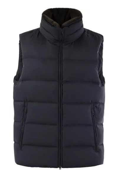HERNO HERNO DOWN-FILLED WAISTCOAT WITH FUR INSERT