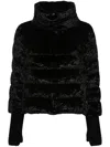 Herno Black Cape With High Neck And Logo Plate On Rhe Rear In Velvet Woman In Black