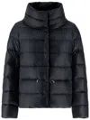 Herno High Collar Long Sleeves Shiny Finish Side Pockets In Black