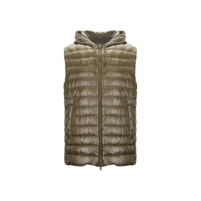 Herno Bicolor Polyamide Sleveless Jacket In Green