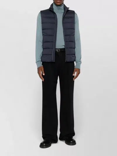 Herno Down Gilet High Neck Sleeveless Straight Hem In Blue