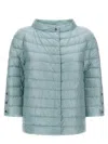 Herno Three-quarter Sleeves Light Blue Down Jacket In Blue