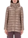 Herno Down Jacket "a-shape Amelia" In Brown