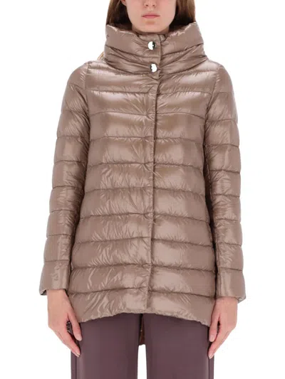 Herno Down Jacket "a-shape Amelia" In Brown