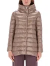 Herno Down Jacket A-shape Amelia In Brown