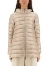 Herno Hooded Long Padded Quilted Down Jacket In Metallic