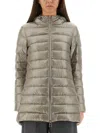 Herno Lightweight Hooded Long Padded Jacket In Gray