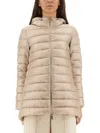 Herno Beige Down Jacket With Drawstring Hood In Tech Fabric Woman In Neutral