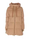 Herno Down Jacket With Hood And Quilted Design In Beige