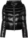 Herno Cropped Black Puffer Jacket With Finish In Black