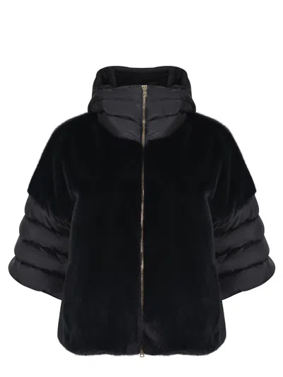 Herno Cappa Manica Corta Con Cappuccio Jacket In Black