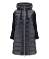 Herno Long Black Hooded Coat In Nylon Woman In Black