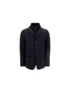 Herno Men Long Down Jacket With Buttons In Blu Navy