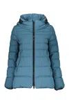 Herno Down Jacket Blue With Hood In Blue