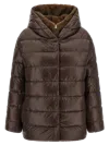 Herno Fusciacca Hooded Mid Length Down Jacket In Brown