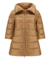 Herno Quilted Hooded Jacket Drawstring Detail In Brown
