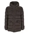 Herno Long-sleeved Hooded Down Jacket In Brown