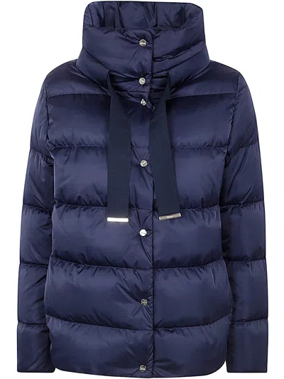 Herno Down Jacket Cape In Blue