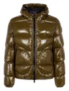 Herno Quilted Hooded Jacket Shiny Finish In Brown