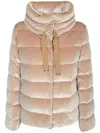Herno Quilted Velvet Drawstring High Collar Jacket In Neutral