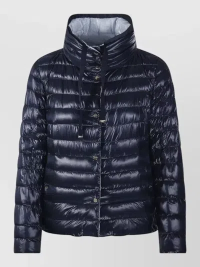 Herno Down Jacket Drawstring Detail High Collar In Black