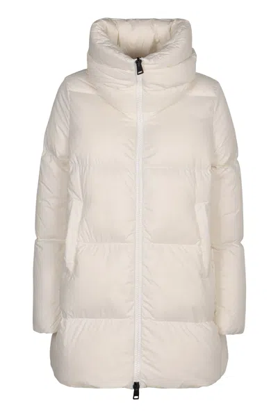 Herno Down Jacket Full-zip In Nylon In White