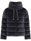 Herno Women Cotton Chenille-effect Down Jacket In Gray