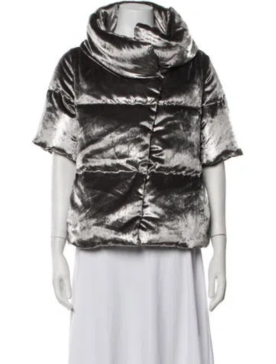 Pre-owned Herno Down Jacket In Grey/metallic/silver