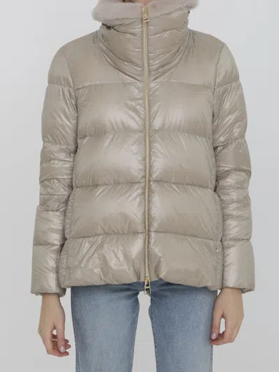 Herno Down Jacket In Nylon And Eco-fur In Grey