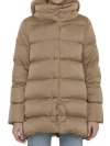 Herno Down Jacket In Nylon And Eco-fur In Tan