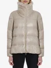 Herno Down Jacket In Nylon And Eco-fur In Beige