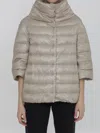 Herno Padded High Neck Short Sleeves Quilted Jacket In Beige