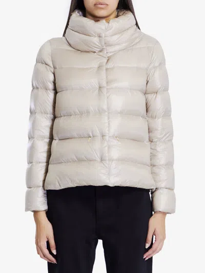 Herno Funnel Neck Padded Jacket In Beige