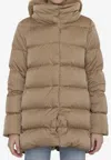 Herno Down Jacket In Nylon And Eco-fur In Beige