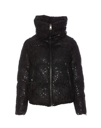 Herno Bomber Sequins Down Jacket In Nero