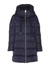 Herno Long Blue Down Jacket With Hood In Satin Woman In New Blue