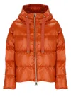 Herno Hooded Down Jacket In Orange