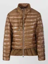 Herno Down Jacket Peplum Hem High Collar In Brown