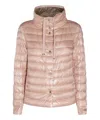 Herno Pink And Beige Reversible Short Down Jacket In Pink