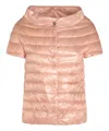 Herno Puffer Jackets With Short Sleeves And High Collar In Pink