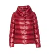 Herno Quilted High Neck Jacket With Lateral Split In Red