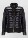 Herno Down Jacket Ruffle Hem Drawstring Collar In Black