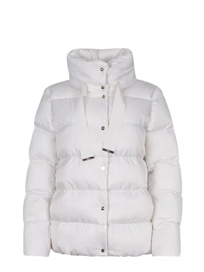 Herno Quilted Cape Jacket High Collar In White