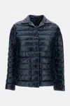 Herno Quilted Blue Down Jacket With Button Fastening In Blue