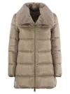 Herno Down Jacket With Cruelty Free Fur Details In Chantilly