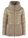 Herno Down Jacket With Cruelty-free Fur Details In Green