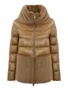 Herno Panelled High-neck Puffer Jacket In Camel